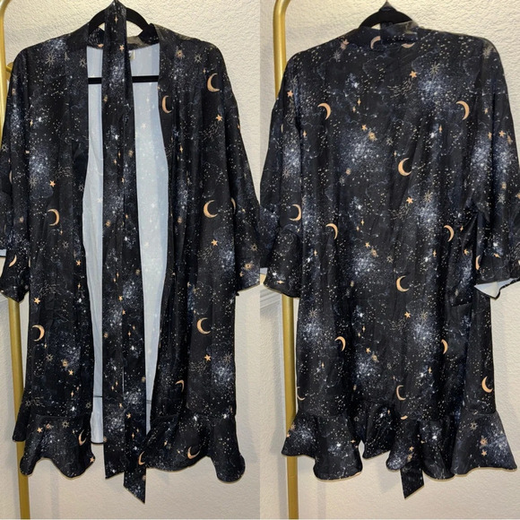 Unique Vintage Black Starry Night Mini Dress - Picture 1 of 4